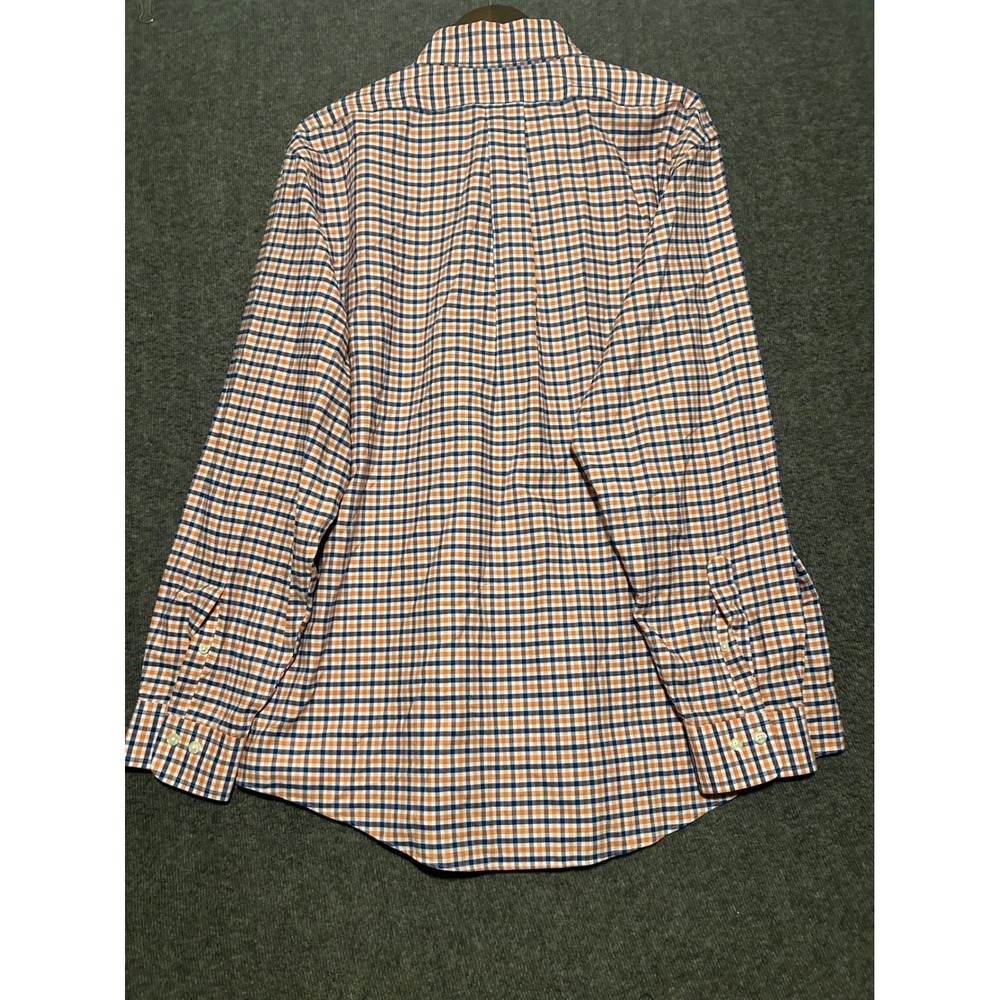 Brook brothers OCBD button shirt regent mens XL long sleeve check orange blue - Picture 3 of 7